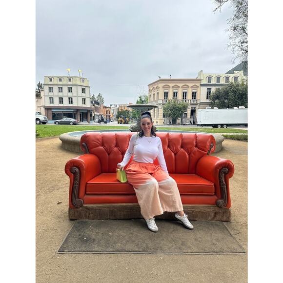 TOME Orange Ombré Linen Blend Dip-dyed Smocked Waist Wide Leg Pants size Medium - Picture 13 of 16